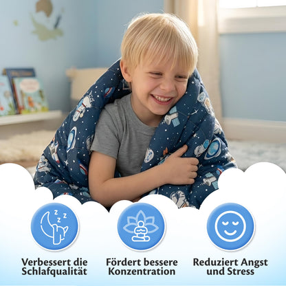 Ella Gewichtsdecke Kinder 2,4 kg 90x120 cm Space – Therapiedecke