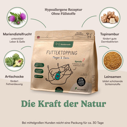 Hunderunde Gras & Kotfressen Pulver Futtertopping Magen & Darm 250 g
