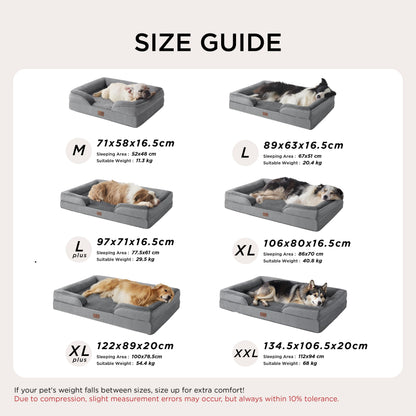 BEDSURE Orthopädisches Hundesofa für grosse Hunde – 106x80 cm, Grau