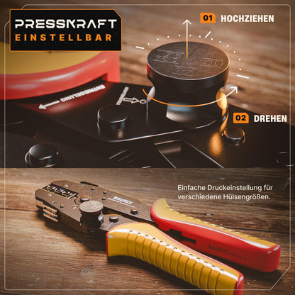 BAURIX® HEKTOR PRO Crimpzange - 6 Wechselbacken für Elektrik