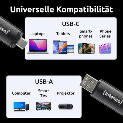 Intenso Flex Line USB-Stick 256 GB, USB-C & USB-A, Schwarz