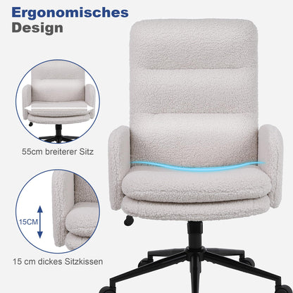 Youhauchair Kaschmir Schreibtischstuhl Ergonomisch - Creme