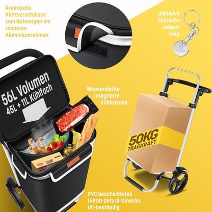 KESSER® Einkaufstrolley Faltbar 3in1 Treppensteiger – Schwarz