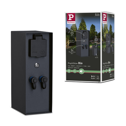 Paulmann Plug & Shine Rio Aussensteckdose Sensor IP44 Anthrazit