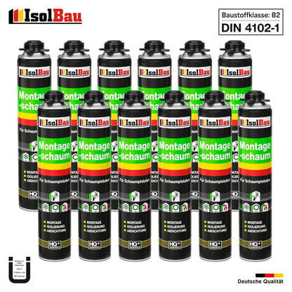 Isolbau Bauschaum Montageschaum 1K PU Pistolenschaum 12x 750ml