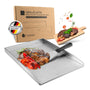 Exitoso Grillplatte Plancha Edelstahl 30 x 40 cm mit Grillspachtel, silber