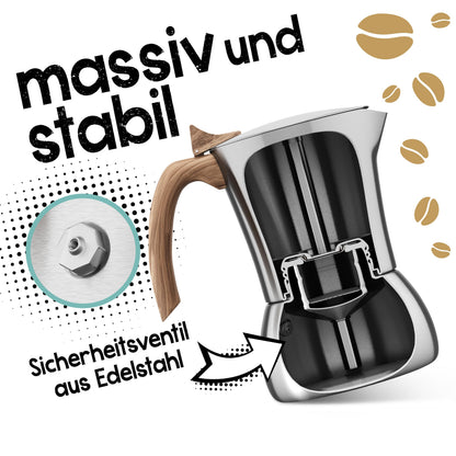 Morgenheld FLOW Espressokocher Edelstahl 6 Tassen induktionsgeeignet