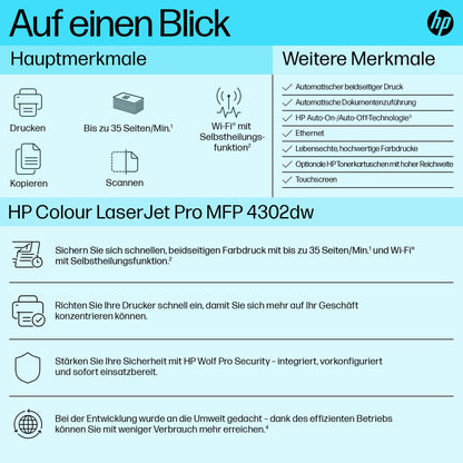 HP Color LaserJet Pro MFP 4302dw Multifunktions-Farblaserdrucker