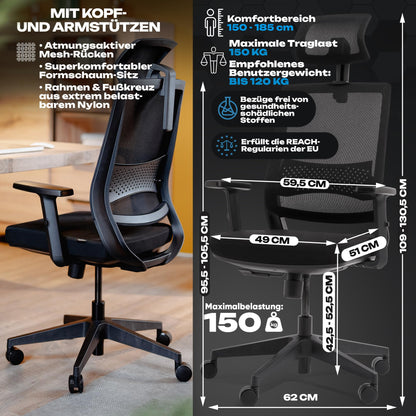 VALKENSTOL M2 Ergonomischer Bürostuhl – Testsieger Homeoffice