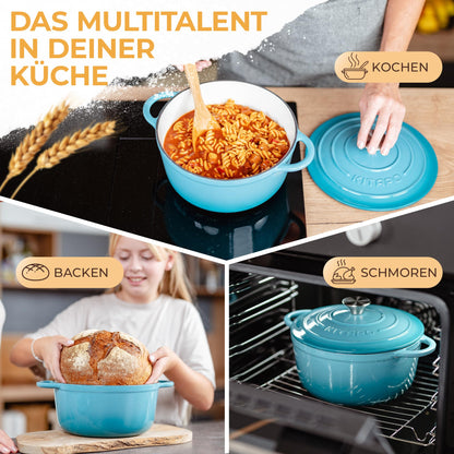 KITAPO Emaille Gusseisen Topf Brotbacken & Braten – 24cm