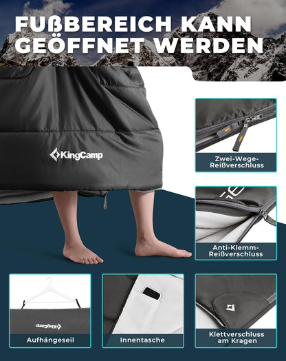 KingCamp Doppelschlafsack Deckenschlafsack Winter - Schwarz