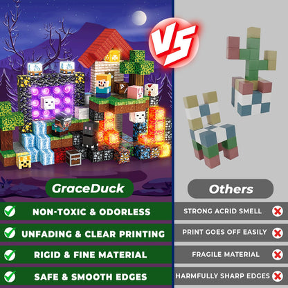 GraceDuck Magnetische Bausteine Wald-Portal Set, 200 Teile