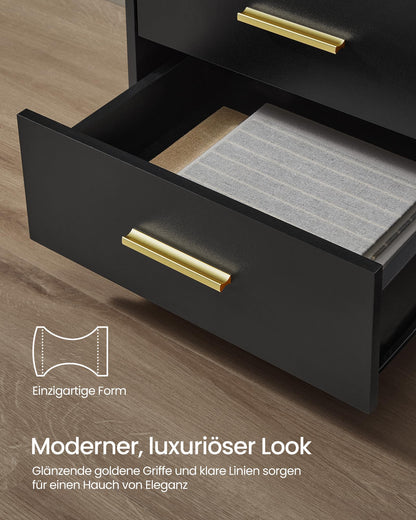 VASAGLE CUSTOS Nachttisch mit Ladestation, 2er Set, tintenschwarz