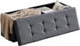 Zedelmaier Sitzbank mit Stauraum, faltbar, Leinen, Grau, 114x38x38 cm – gepolsterte Sitzfläche