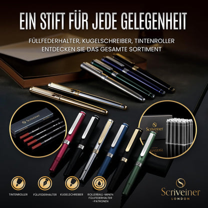 Scriveiner Kugelschreiber Silberchrom echt vergoldet, Schmidt-Mine