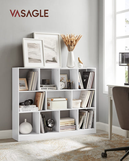 VASAGLE Bücherregal LBC054T14, Würfelregal mit 11 Fächern, weiss