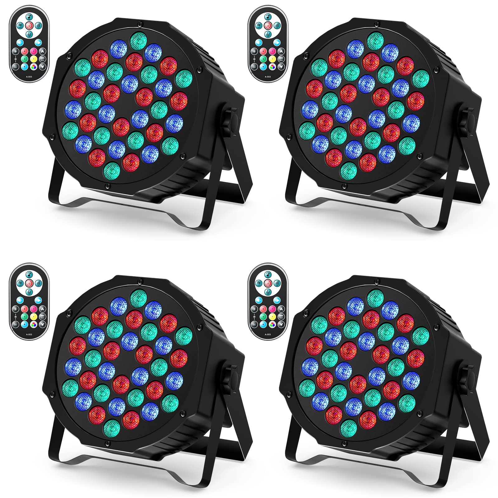 U'King LED Par Strahler RGB 4er Set Bühnenlicht mit Fernbedienung und verstellbarem Ständer