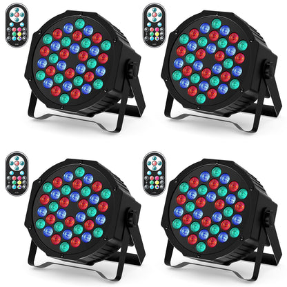 U'King LED Par Strahler RGB 4er Set Bühnenlicht mit Fernbedienung und verstellbarem Ständer