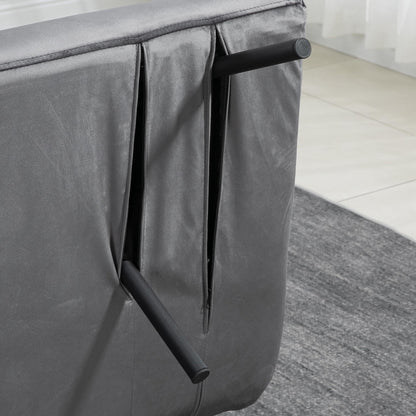 HOMCOM Schlafsofa Klappbett mit Bettfunktion Samtoptik Dunkelgrau