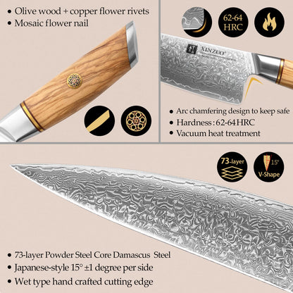 XINZUO 21.2cm Damast Kochmesser Gyuto - Lan Series