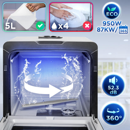 Duronic DW5 BK Mini Spülmaschine – Ohne Wasseranschluss