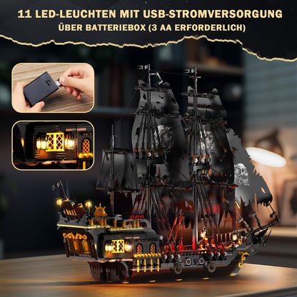 JMBricklayer Piratenschiff Klemmbausteine 40002 mit LED, 1713 Teile