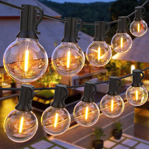 GPATIO LED Lichterkette aussen 30 m mit 50+2 G40 Glühbirnen, IP45