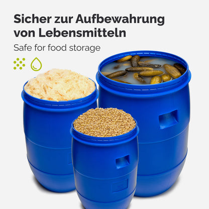Garronda Regentonne 220 Liter mit Deckel, HDPE Weithalsfass blau