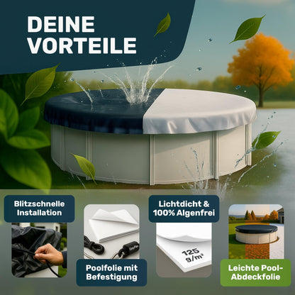Folienkönig® Solar-Poolabdeckung EasyFlex – 6x6m für ø420-520cm