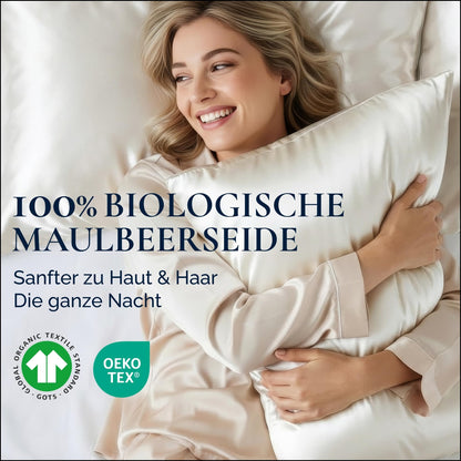 RENESSY Kissenbezug Bio-Maulbeerseide 22 Momme, 40x80 cm, Off-White