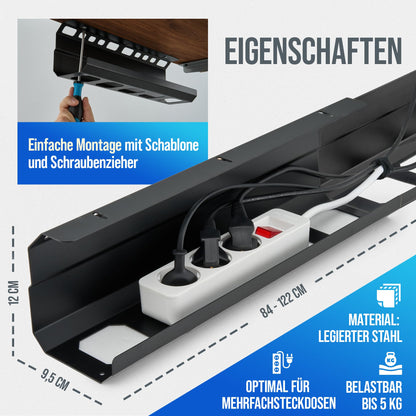 2GOODz Kabelkanal Schreibtisch ausziehbar 84–122 cm, schwarz