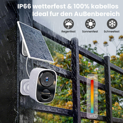 Funstorm CB54 2K Überwachungskamera Aussen mit Solarpanel, 2er-Set