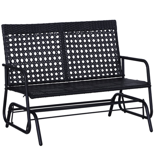 Outsunny Schaukelbank Polyrattan – 2-Sitzer Gartenschaukel. Geflochtene Polyrattan-Bank an stabilem Gestell. Zum Schaukeln für 2 Personen im Garten.
