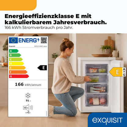 Exquisit Gefrierschrank GS512-040E, 91 l, 4 Schubladen, weiss