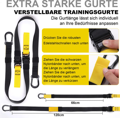 PEMEME Schlingentrainer Set für Ganzkörpertraining mit Türanker, Gelb