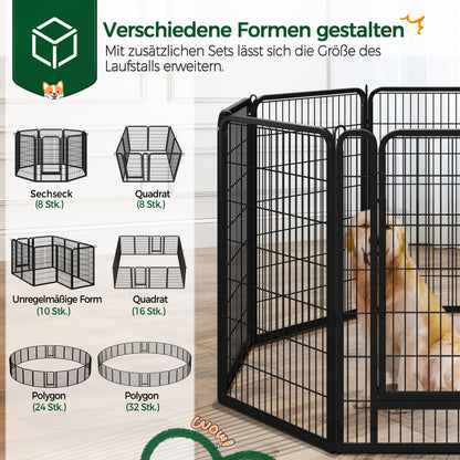 Yaheetech Welpenauslauf 16-teilig, 100 cm hoch, faltbar, mit 2 Türen