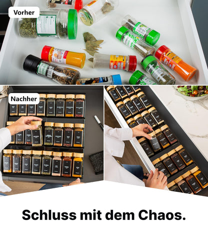 Deco haus Gewürzregal Schublade mit 24 Gewürzgläsern, verstellbar