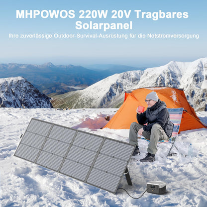 MHPOWOS 220W tragbares faltbares Solarpanel IP67 für Outdoor