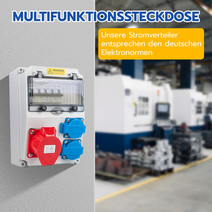 WSPIHO Baustromverteiler Wand IP44 – 2x16A 1P, 1x32A 3P LS