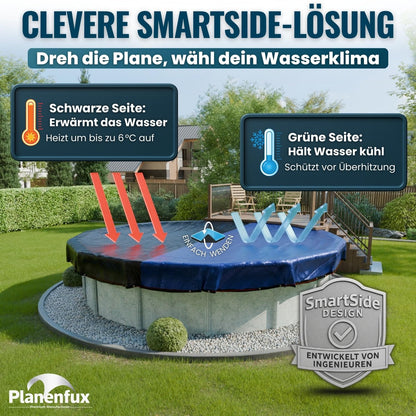 Planenfux Poolabdeckung rund 500 cm - 2-in-1 Poolplane