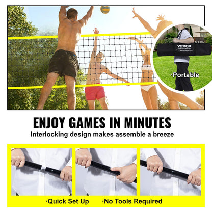 VEVOR Volleyballnetz Set, höhenverstellbar, mit Ball & Tragetasche