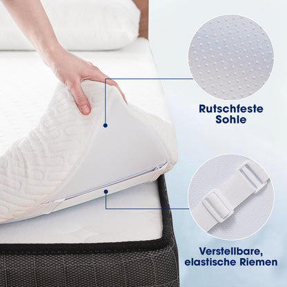 DOPEDIO 7,5cm Gel Memory Foam Matratzen Topper 90x200cm Weiss