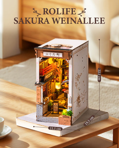 Rolife Book Nook Sakura Wine Alley – DIY Miniaturhaus mit LED-Licht