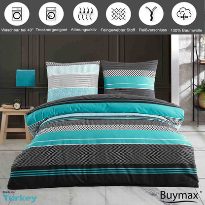 Buymax® Bettwäsche Renforcé Set – 135x200cm 4-teilig Baumwolle