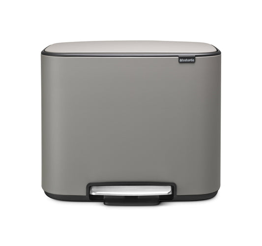 Brabantia Bo Treteimer Abfalleimer – 36 L Mineral Concrete Grau. Rechteckiger Tretmülleimer in mattem Betongrau zur hygienischen Abfallentsorgung.