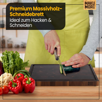 MAKUMORI Schneidebrett Stirnholz Akazie karbonisiert 40x29x3cm