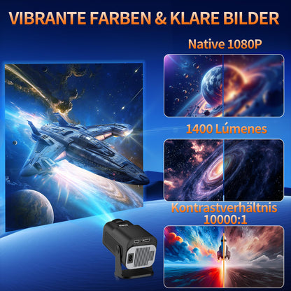 Smart 4K Mini Beamer tragbarer Android Projektor – Schwarz
