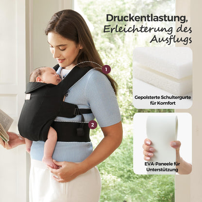 Momcozy Babytrage Neugeborene ergonomisch 3-11kg – Schwarz