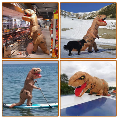 PARAYOYO Aufblasbares T-Rex Kostüm Braun für Erwachsene 165–190 cm
