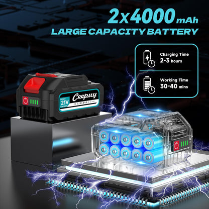 CEEPUY Mini Akku Kettensäge 6 Zoll mit 2 Akkus, 880 W Motor